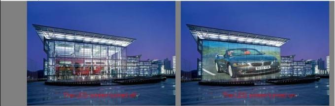 P16 High Transparent LED Display , Outdoor Video Glass Wall working Temperature -10~40℃